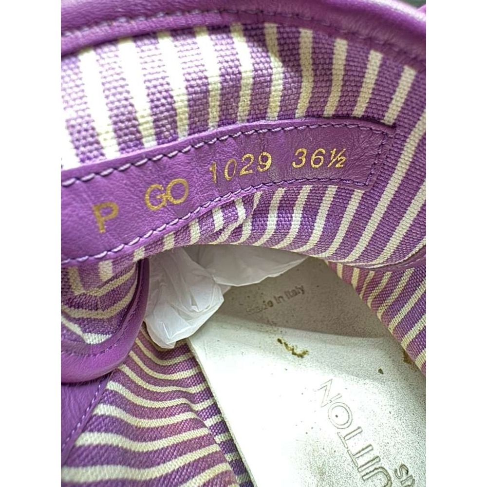 Louis Vuitton Canvas Leather Lace-Up High Top Sneakers Purple Women Size 36.5 EU - Picture 8 of 13